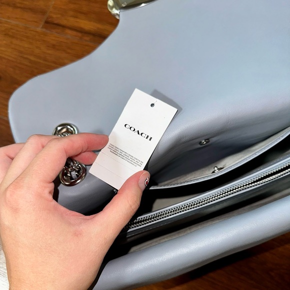 Coach Quilted Tabby Light Blue Leather Shoulder Bag - Picture 10 of 10